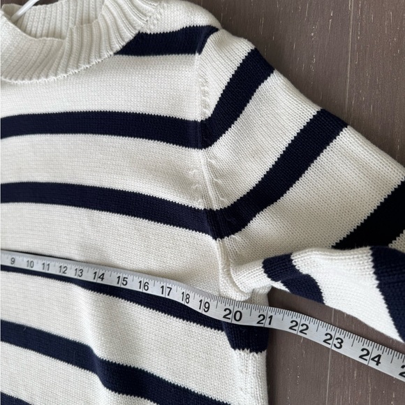 GAP Navy Blue & White Striped Turtleneck Chunky Sweater Nautical SZ L - Picture 8 of 10